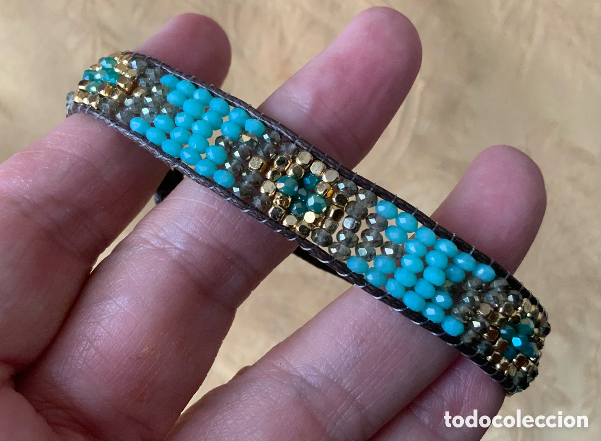 Vintage: PULSERA DE ABALORIOS COLOR TURQUESA