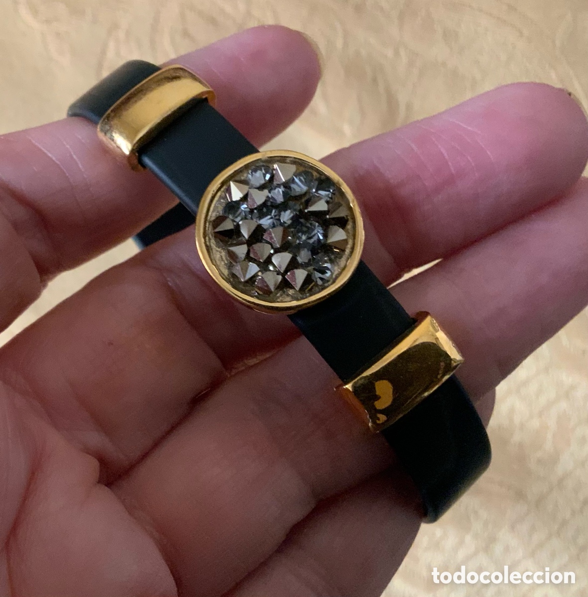 Vintage: PULSERA CAUCHO Y METAL DORADO - Foto 6