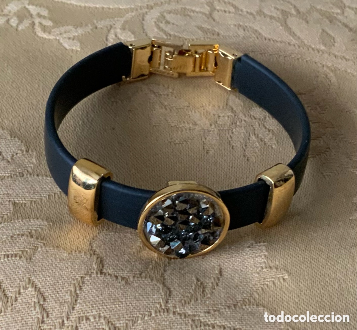 Vintage: PULSERA CAUCHO Y METAL DORADO - Foto 7