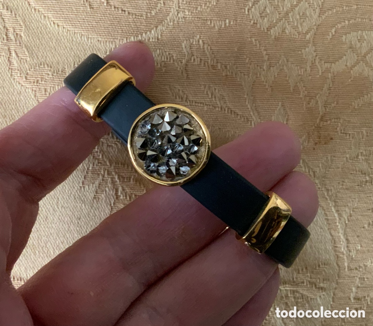 Vintage: PULSERA CAUCHO Y METAL DORADO - Foto 9