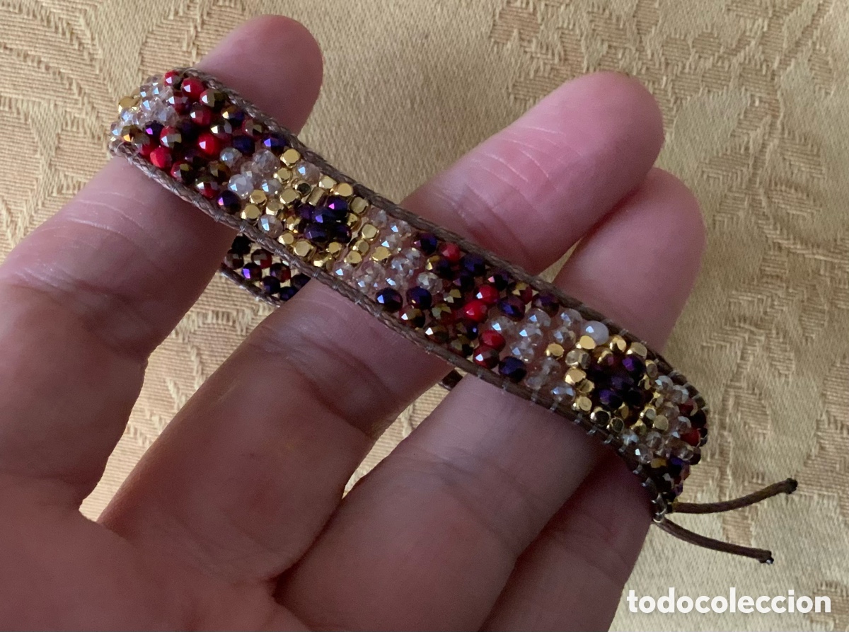 Vintage: PULSERA ABALORIOS COLOR BURDEOS