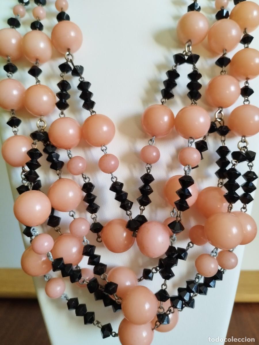 Vintage: Precioso collar salmon y azabache a&ntilde;os 60-70