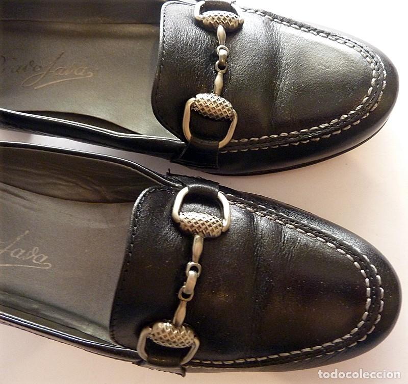 Vintage: ZAPATOS NEGROS DE MUJER - DE PIEL - MARCA: BRAVO JAVA - TALLA 36 - SUELA DE CUERO - MUY BUEN ESTADO