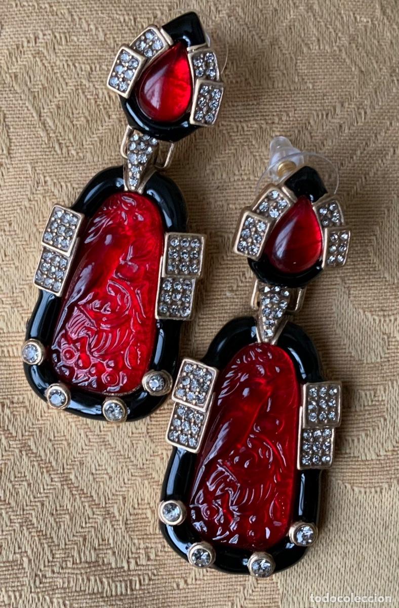 Vintage: PENDIENTES LARGOS MONET FIRMADOS