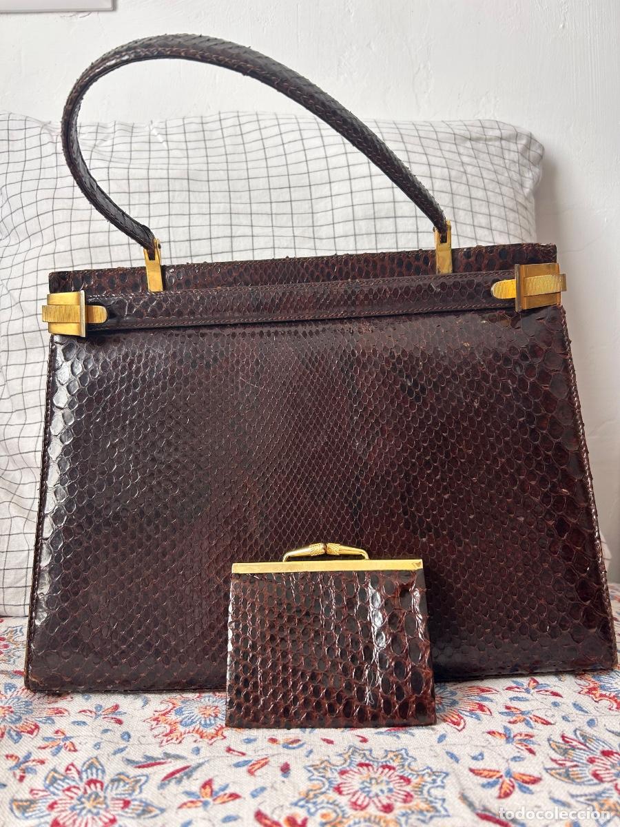 Vintage: Conjunto bolso y cartera de piel de serpiente