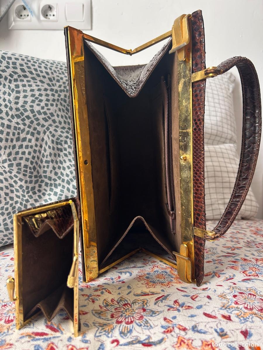 Vintage: Conjunto bolso y cartera de piel de serpiente - Foto 2