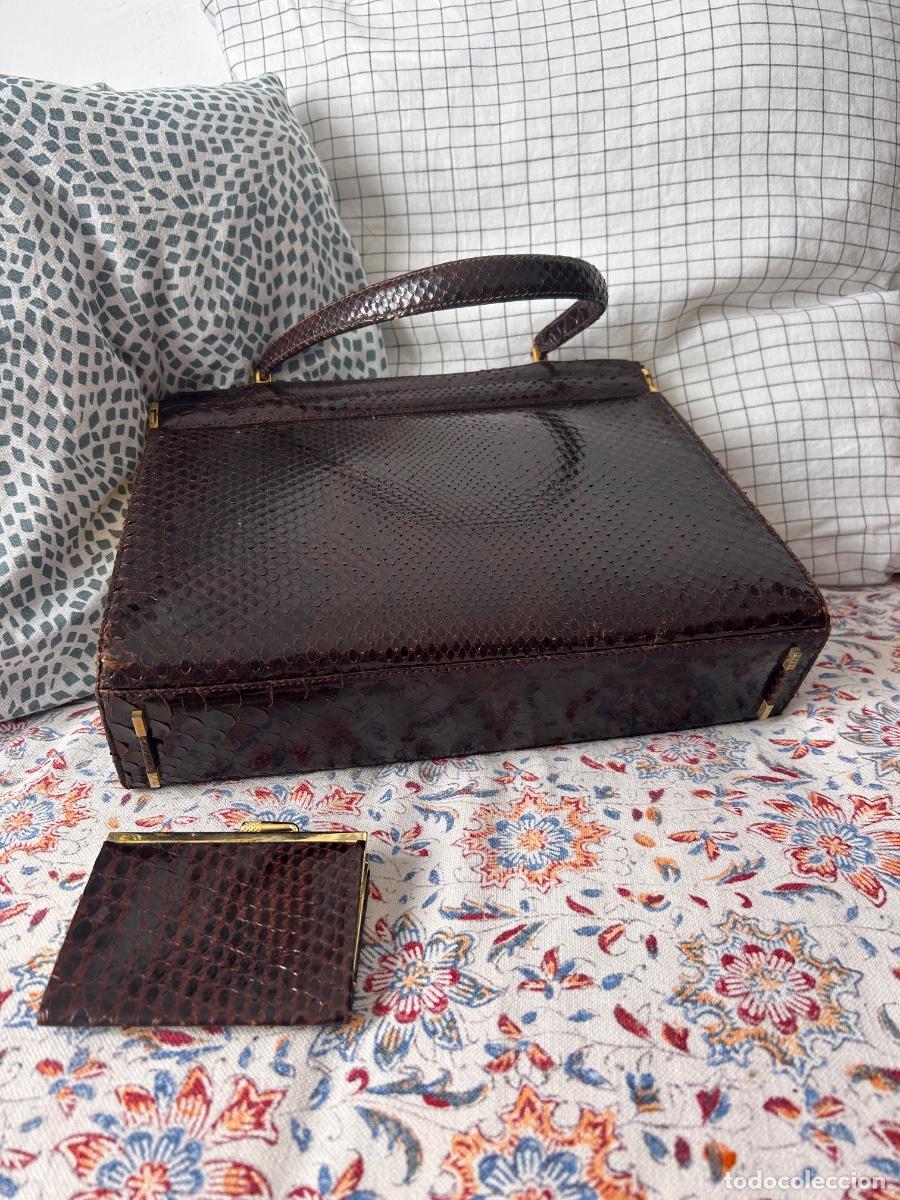 Vintage: Conjunto bolso y cartera de piel de serpiente - Foto 3