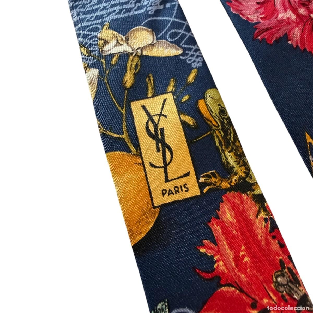 Vintage: Corbata Yves Saint Laurent Vintage Seda 100% Made in Italy Bot&aacute;nica Floral YSL