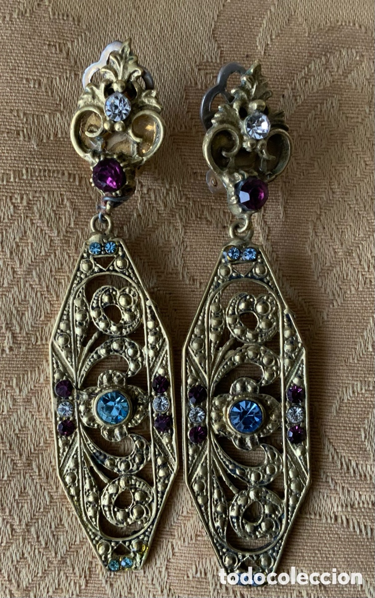 Vintage: PENDIENTES DE LATON HECHOS A MANO Y FIRMADOS J M M A&Ntilde;OS 80