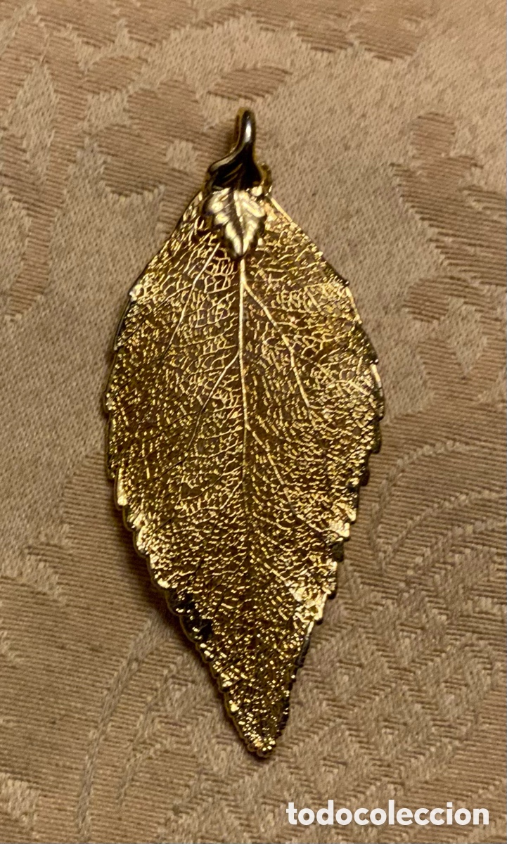 Vintage: COLGANTE DE HOJA REAL ELECTROFORMADA y BA&Ntilde;O DE ORO DE 24 K