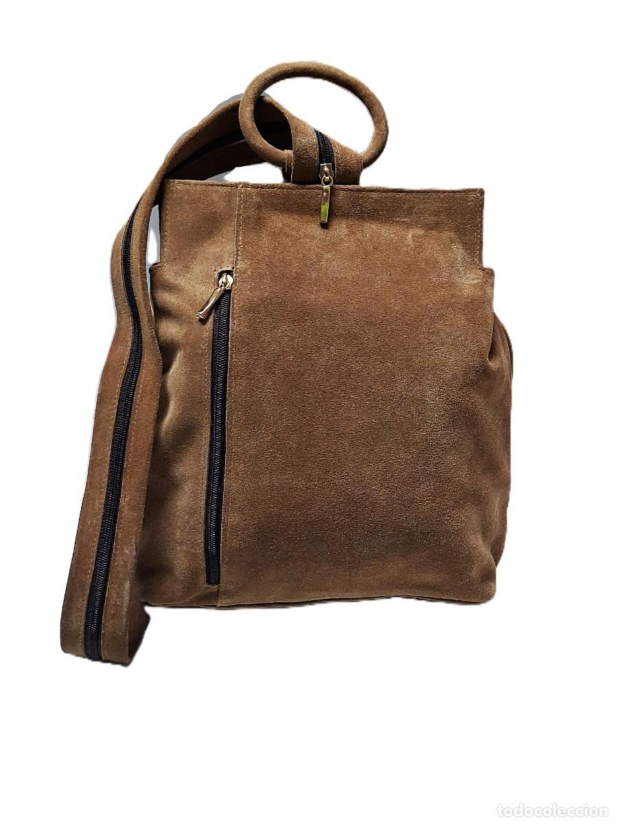 Vintage: BOLSO-MOCHILA DE ANTE