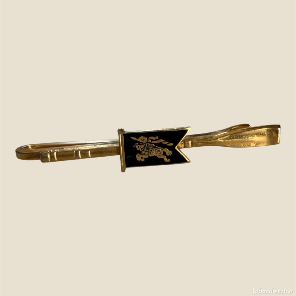 Vintage: Pasador de corbata Burberrys of London vintage a&ntilde;os 80 con estuche original &ndash; Negro y dorado