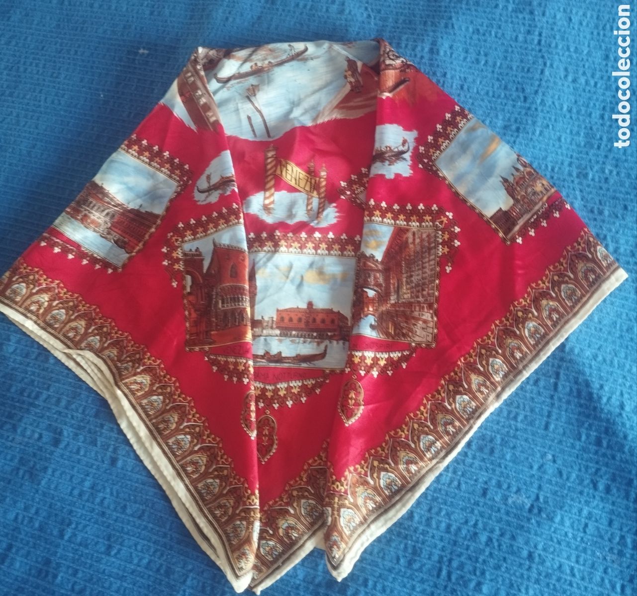 Vintage: Pa&ntilde;uelo de raso Souvenir de Venecia a&ntilde;os 60