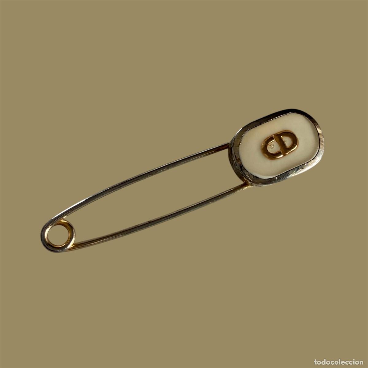 Vintage: Broche Christian Dior Vintage Imperdible Dorado Marfil CD Original A&ntilde;os 80