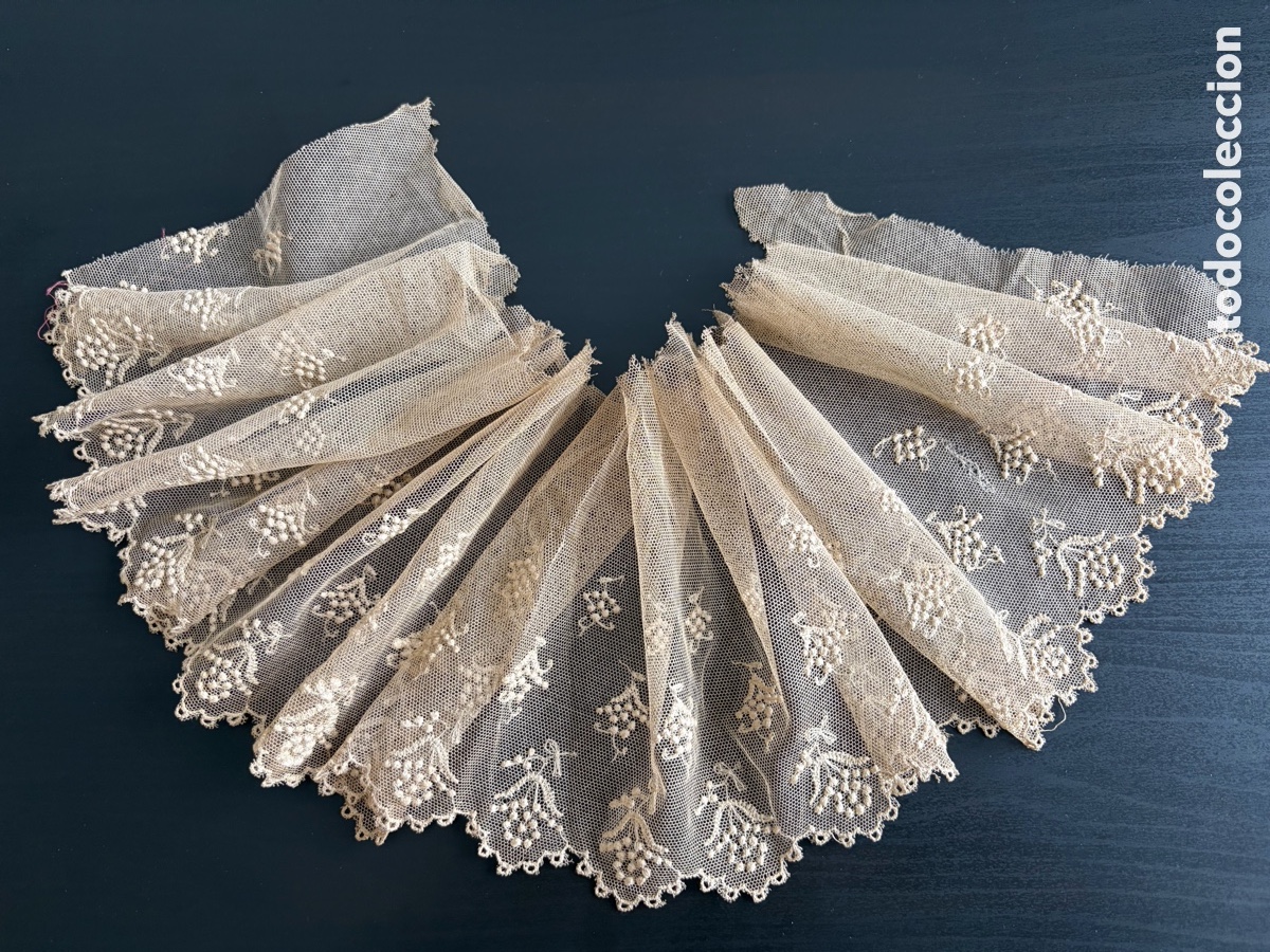 Vintage: ENCAJE DE TULL BORDADO FLORAL - Foto 1