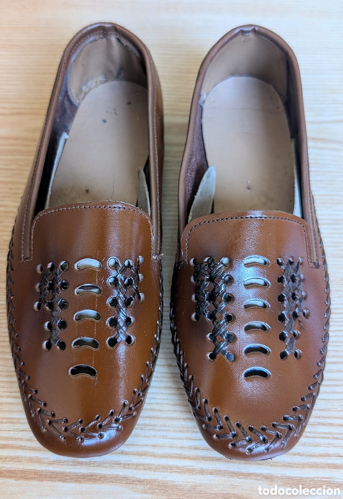 Vintage: Mocasines Huarache Vintage de Artesan&iacute;a Espa&ntilde;ola &ndash; Talla 28 - Made in Spain &ndash; Cuero Aut&eacute;ntico &ndash; A&ntilde;os