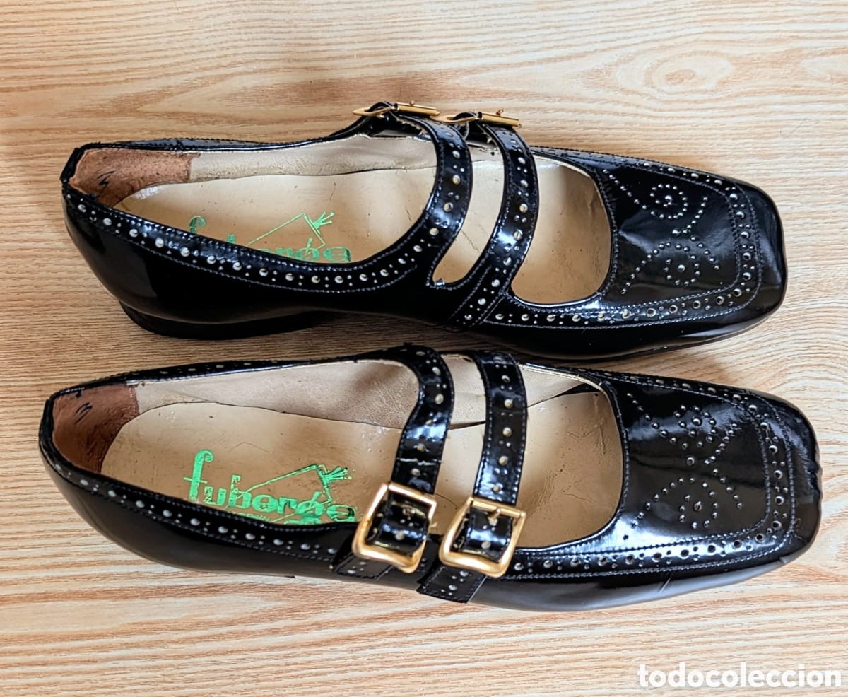 Vintage: Zapatos Mary Jane (Merceditas) Fuberga &ndash; Talla 30 - Made in Spain &ndash; Cuero Genuino &ndash; Vintage A&ntilde;os 60