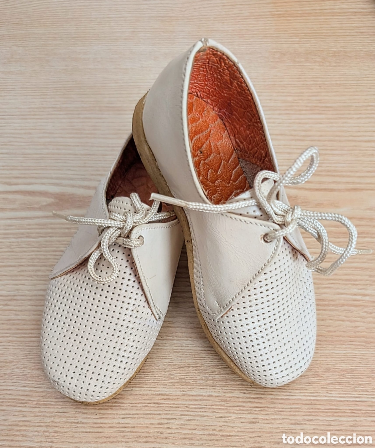 Vintage: Zapatos Blucher Perforados para Beb&eacute; &ndash; Talla 20 &ndash; Made in Spain &ndash; Piel Aut&eacute;ntica