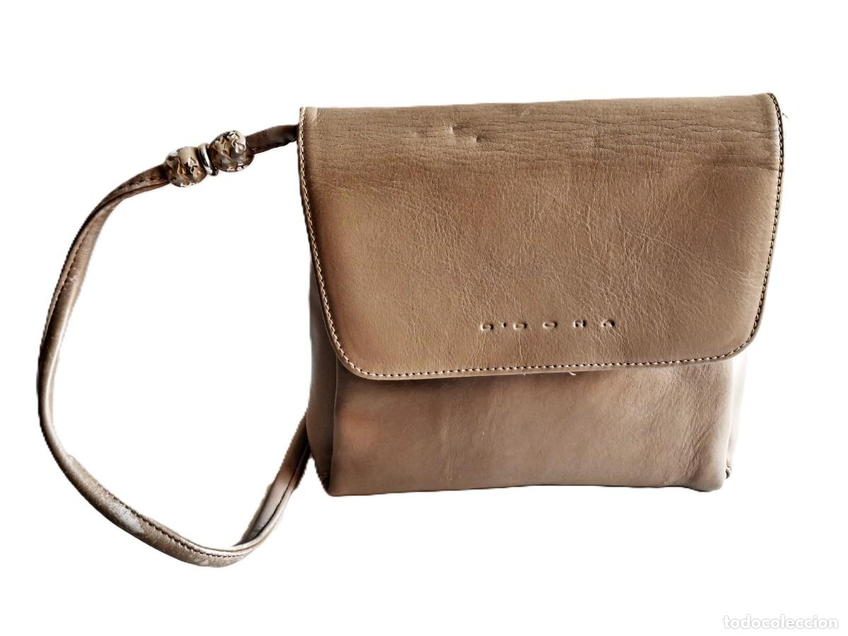 Vintage: BOLSO BANDOLERA DE PIEL BEIGE D. DONA CON SOLAPA