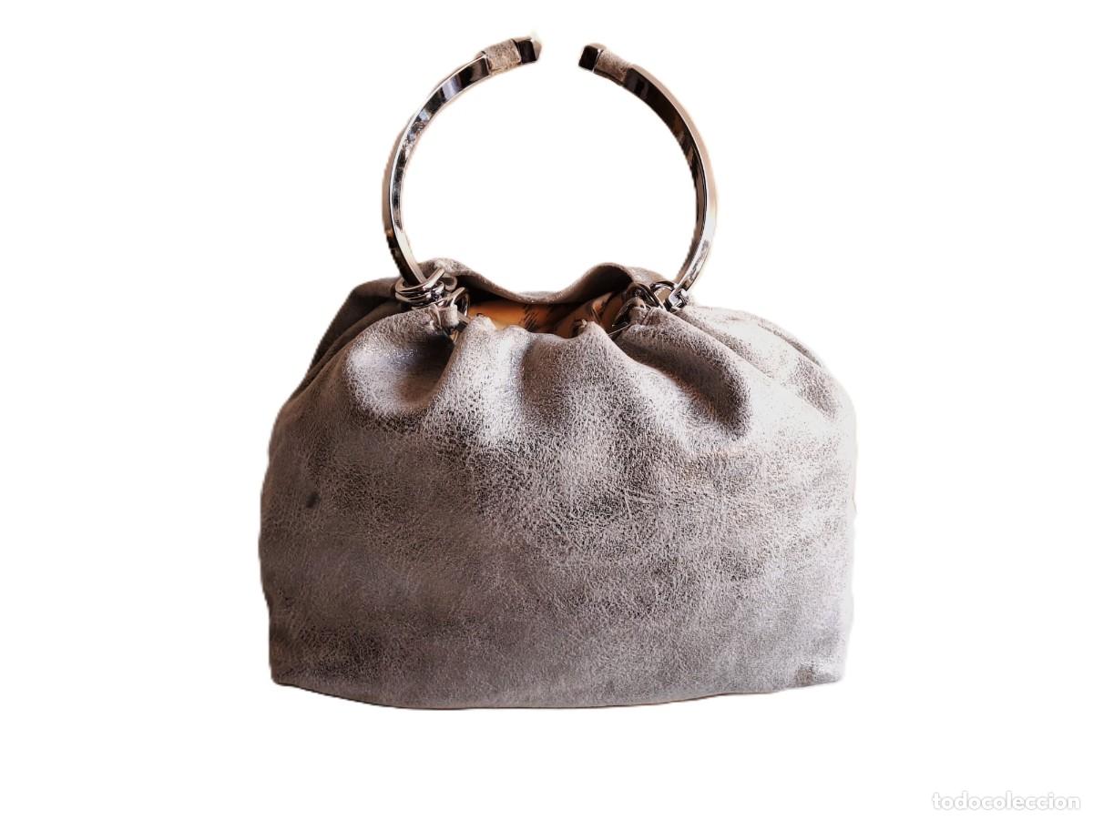 Vintage: BOLSO FIESTA PLATEADO CON ASA DE MANO