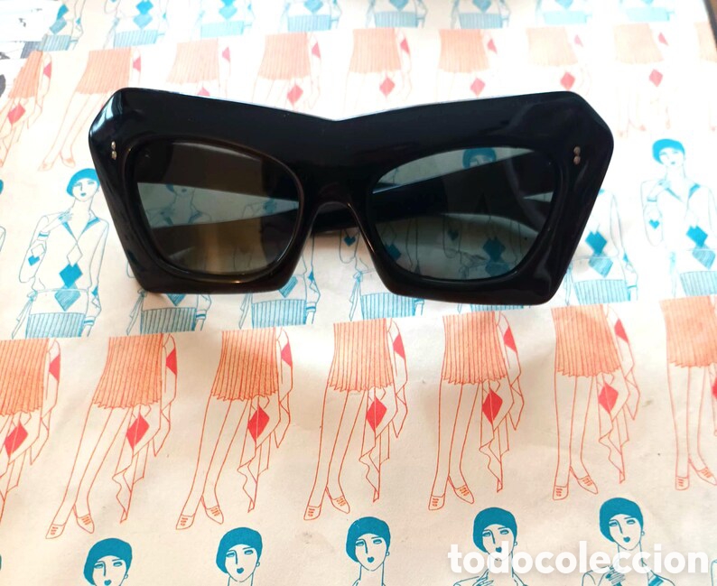 Vintage: Gafas de Sol Vintage Negras Geom&eacute;tricas | Oversize Estilo Cat Eye Angular | Estilo Franc&eacute;s - Foto 3