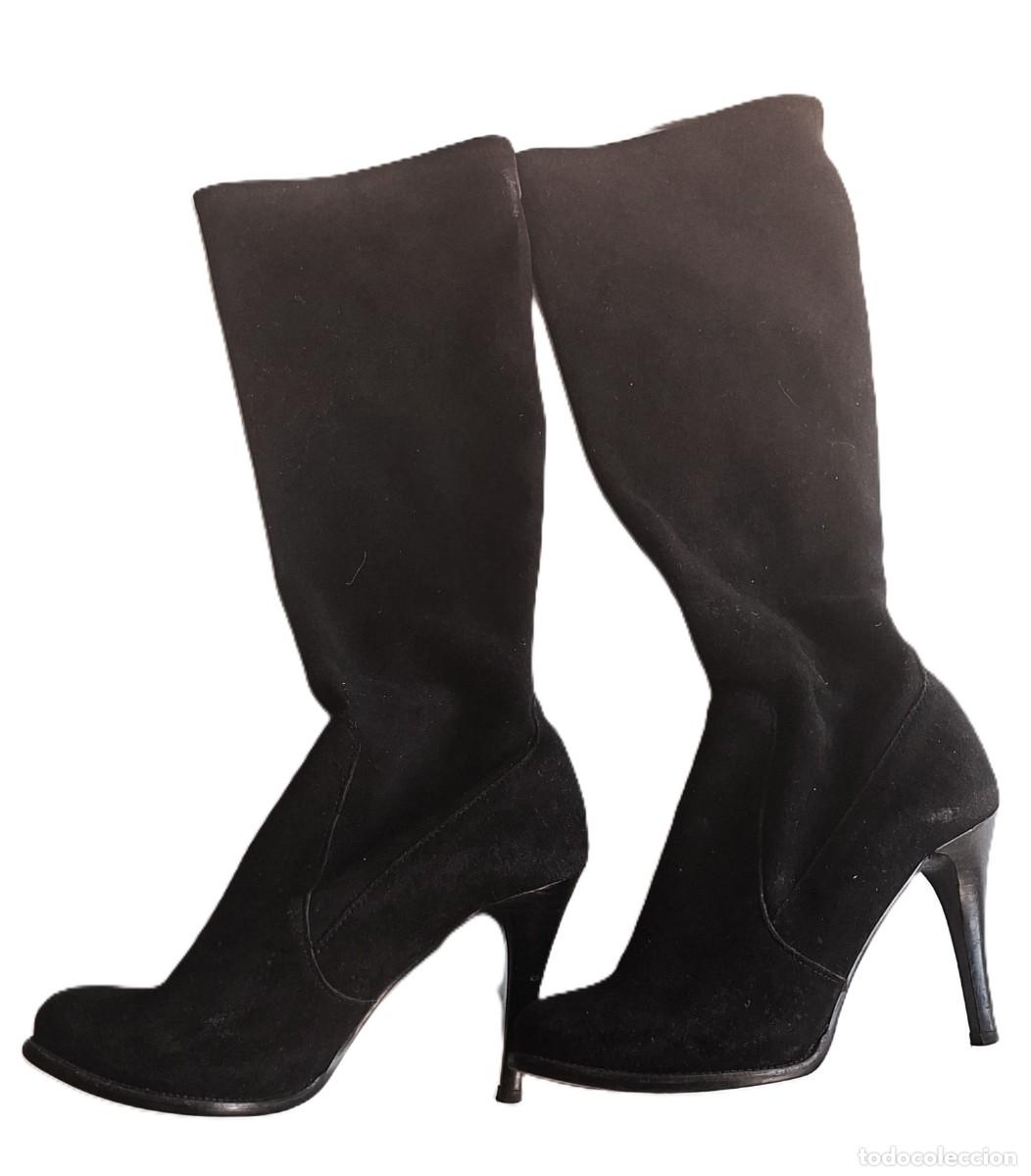 Vintage: BOTAS ALTAS DE ANTE NEGRO PEPE CASTELL - TALLA 38