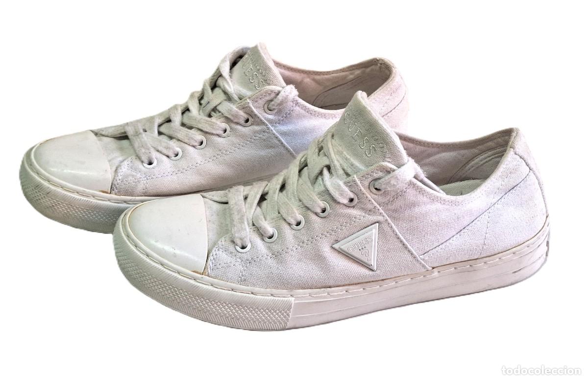 Vintage: ZAPATILLAS DE LONA GUESS PRANZE BLANCAS TALLA - 38