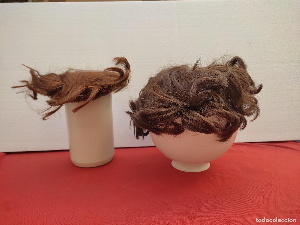 Vintage: peluquin rubio y peluca morena de pelo natural humano - Sumeria - probablemente a&ntilde;os 60
