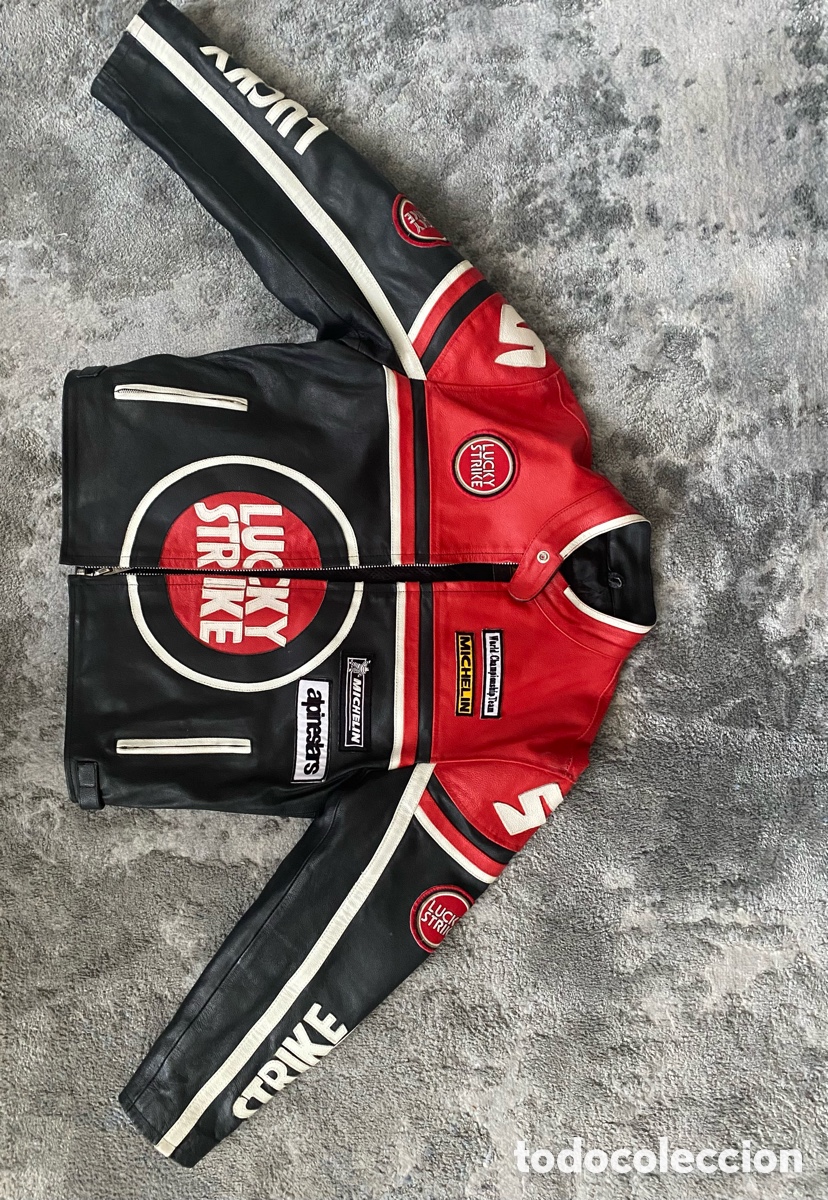 Vintage: Cazadora de Piel Motera Vintage &ndash; Lucky Strike / Kevin Schwantz