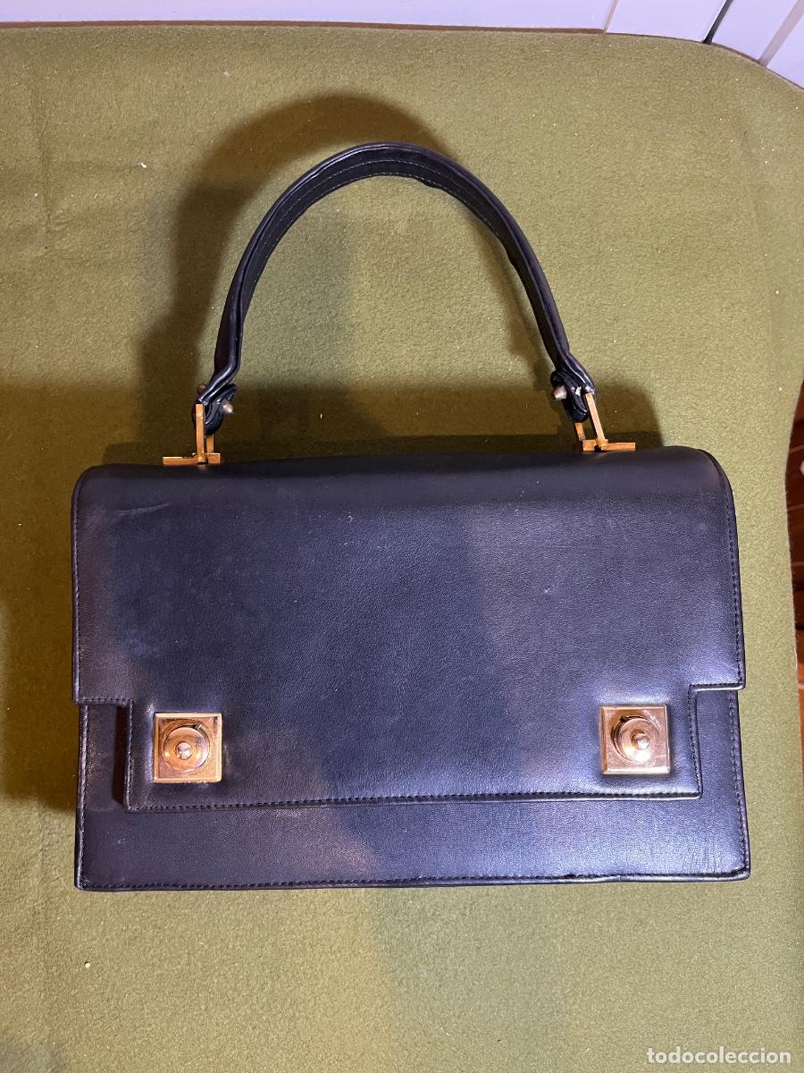 Vintage: Bolso vintage Poker de piel negra estilo Herm&egrave;s a&ntilde;os 70 procedencia nieta Roman de Saavedra