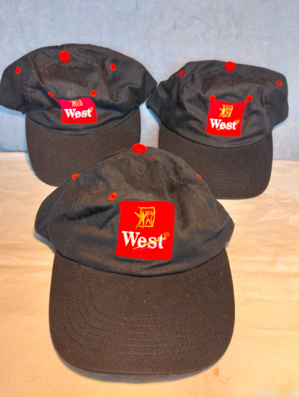 Vintage: Gorras vintage a&ntilde;os 90 negro rojo lote 3 unidades West
