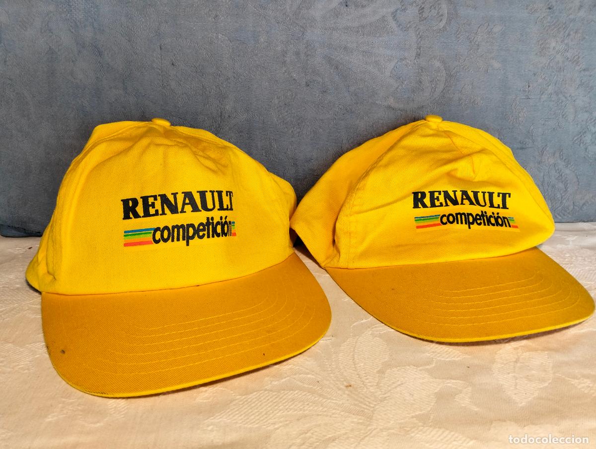 Vintage: Gorras vintage a&ntilde;os 90 amarillas 2 unidades renault competici&oacute;n coches autos