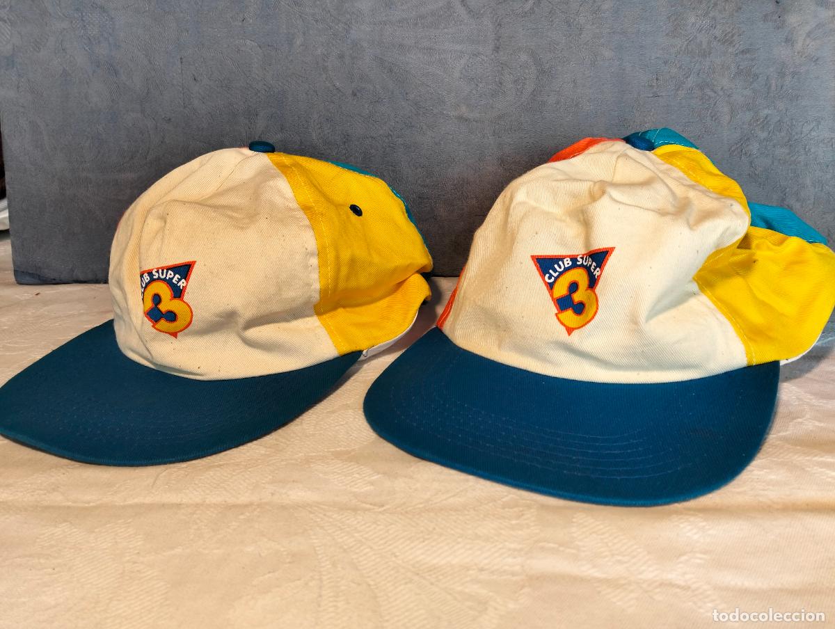 Vintage: Gorras vintage a&ntilde;os 90 amarillo blanco azul 2 unidades club super 3 super3 club catalunya