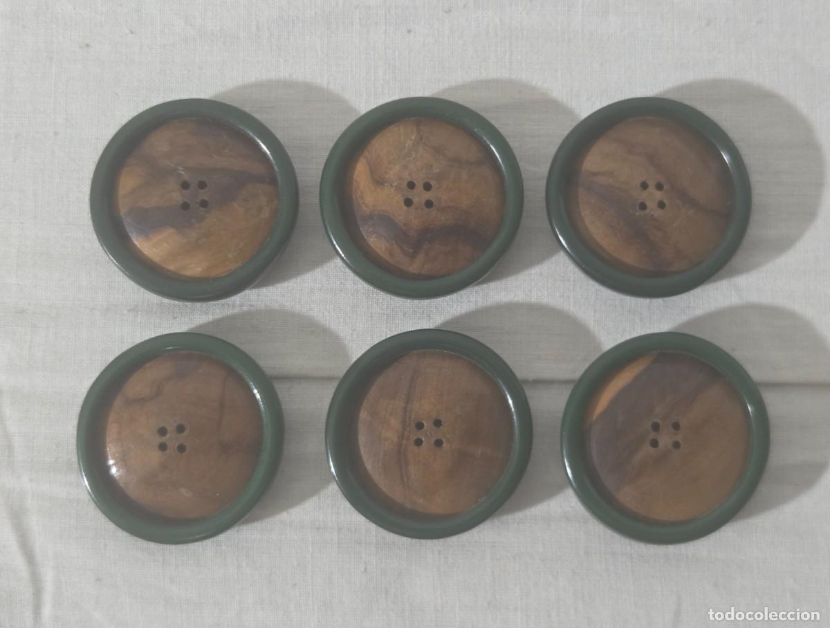 Vintage: 6 botones de pasta y madera, principios siglo XX