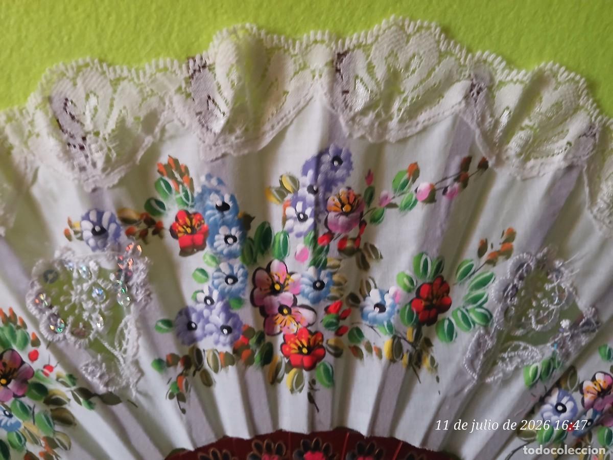 Vintage: Abanico artesanal, puntilla de lujo. - Foto 3