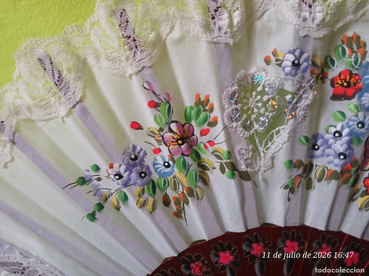Vintage: Abanico artesanal, puntilla de lujo. - Foto 4