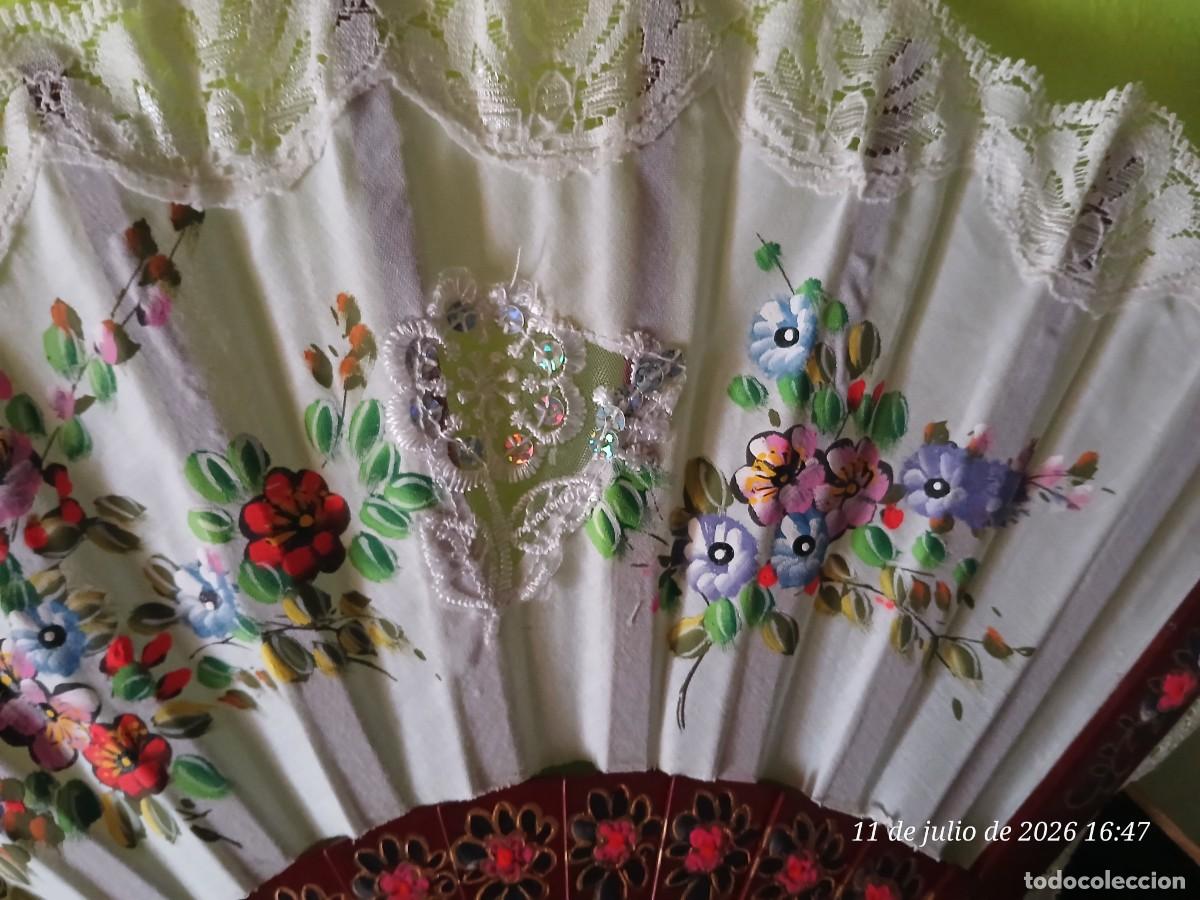 Vintage: Abanico artesanal, puntilla de lujo. - Foto 5