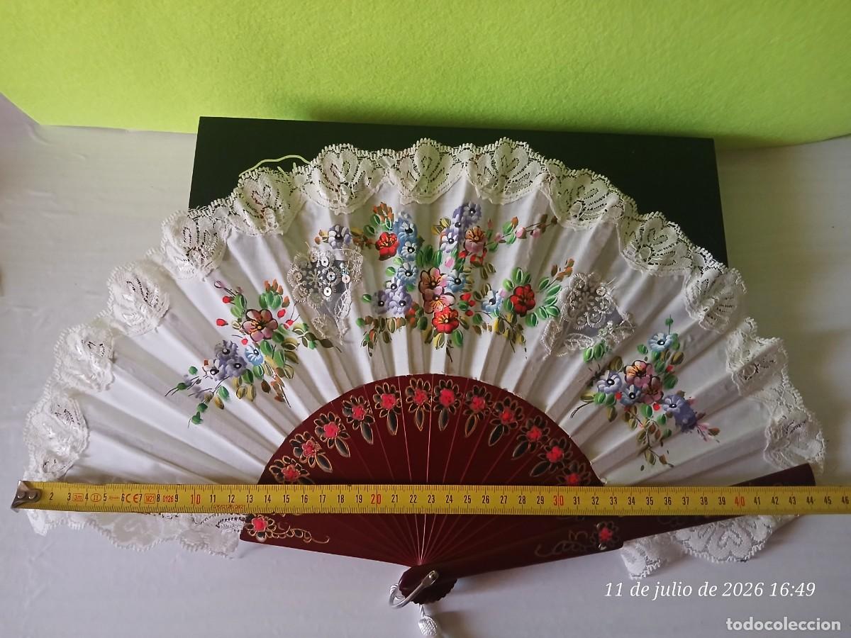 Vintage: Abanico artesanal, puntilla de lujo. - Foto 7