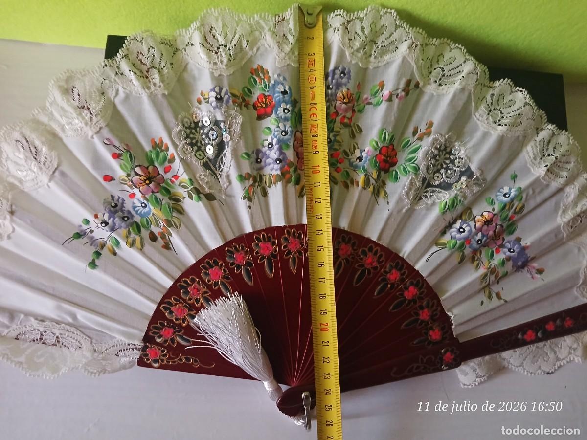 Vintage: Abanico artesanal, puntilla de lujo. - Foto 8