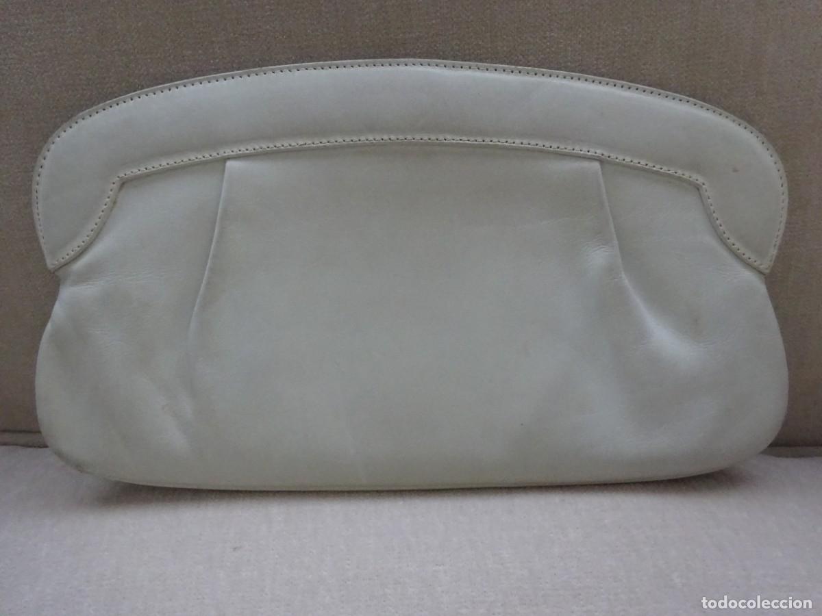 Vintage: BOLSO CARTERA DE MANO VINTAGE DE PIEL COLOR BLANCO ROTO,A&Ntilde;OS 70
