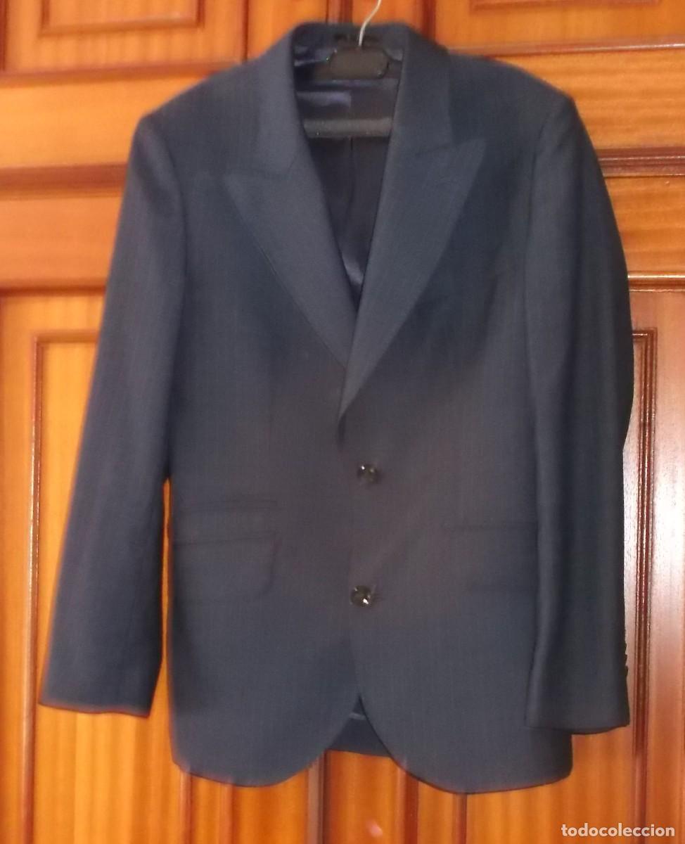 Vintage: americana PROMIDEND - Mango tahilanda color azul con rallas 41 cm de hombro a hombro