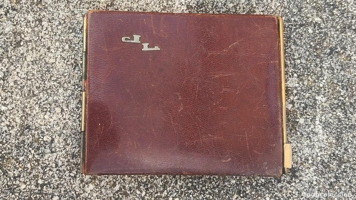 Vintage: Porte carte bronze et cuir tres bon &eacute;tat