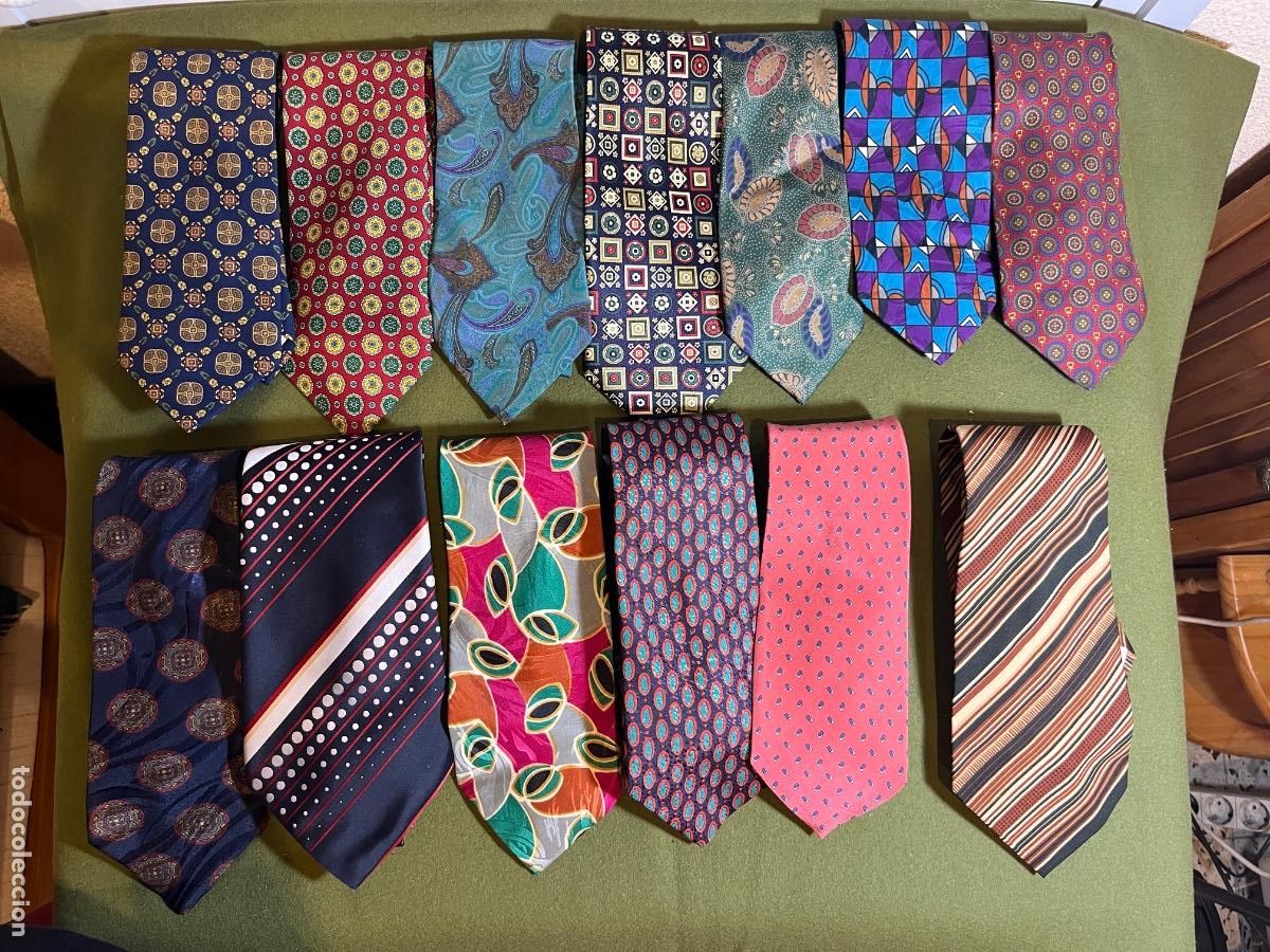 Vintage: Lote de 14 corbatas vintage hombre seda y poli&eacute;ster El Corte Ingl&eacute;s Bocciolo Paolo Pitti Ruggeri a&ntilde;o