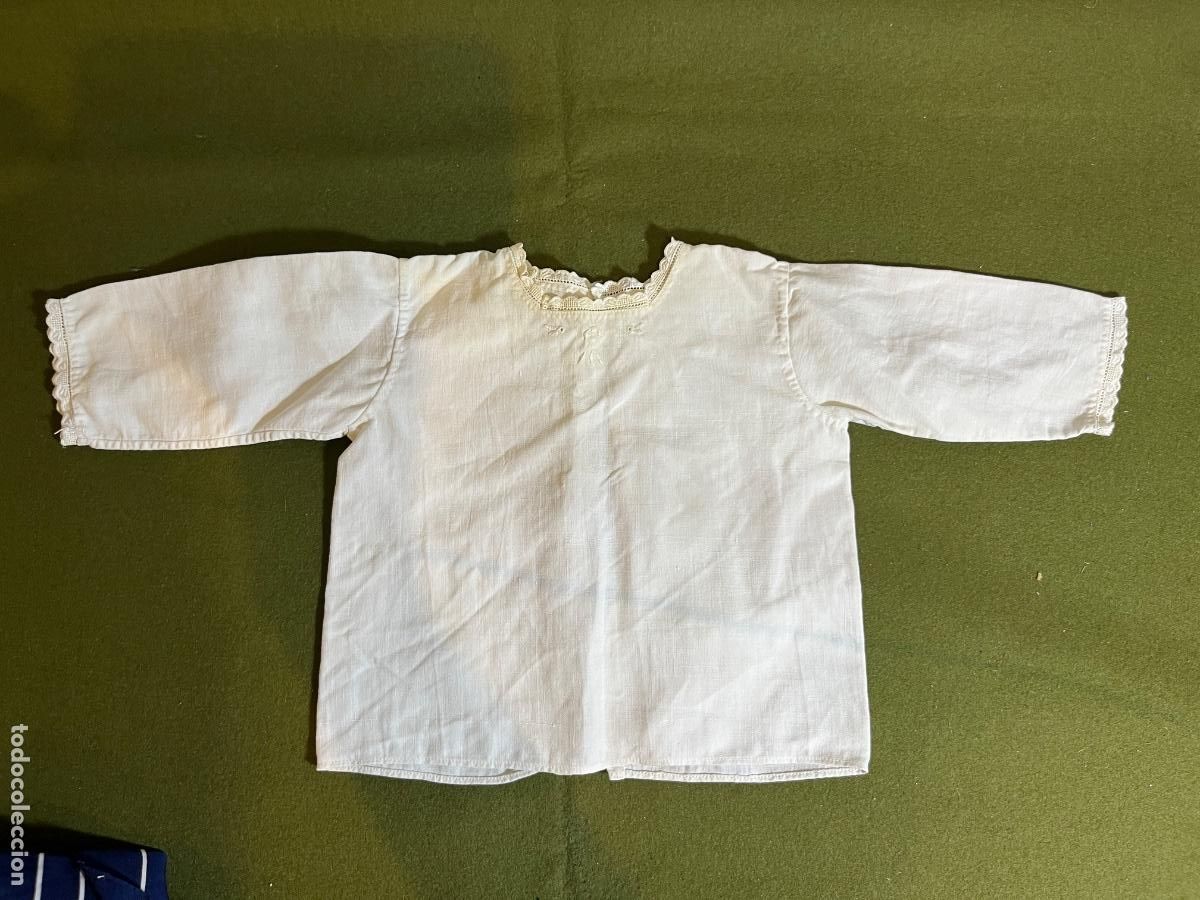 Vintage: Antiguo fald&oacute;n de cristianar para beb&eacute; bordado a mano con encajes &ndash; Bat&oacute;n de bautismo vintage siglo