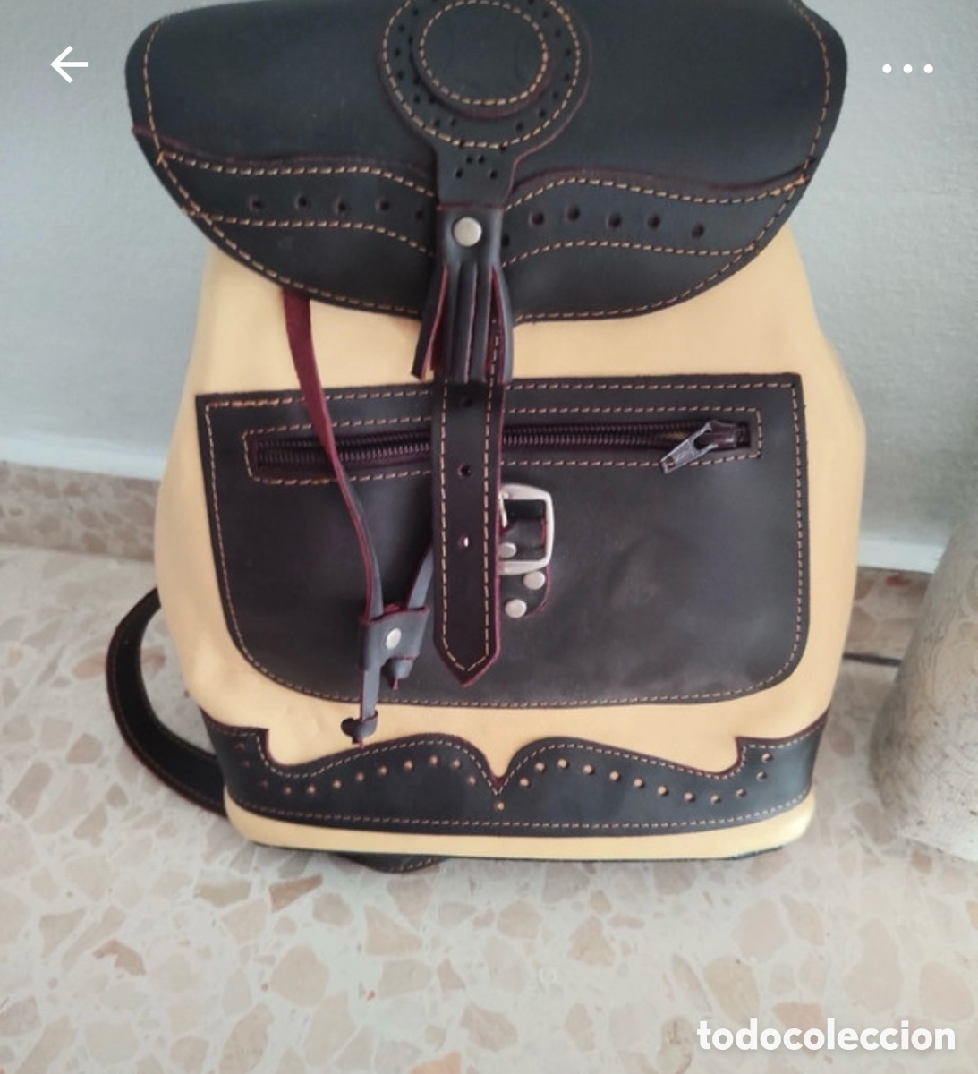 Vintage: Mochila de piel sin estrenar - Foto 2