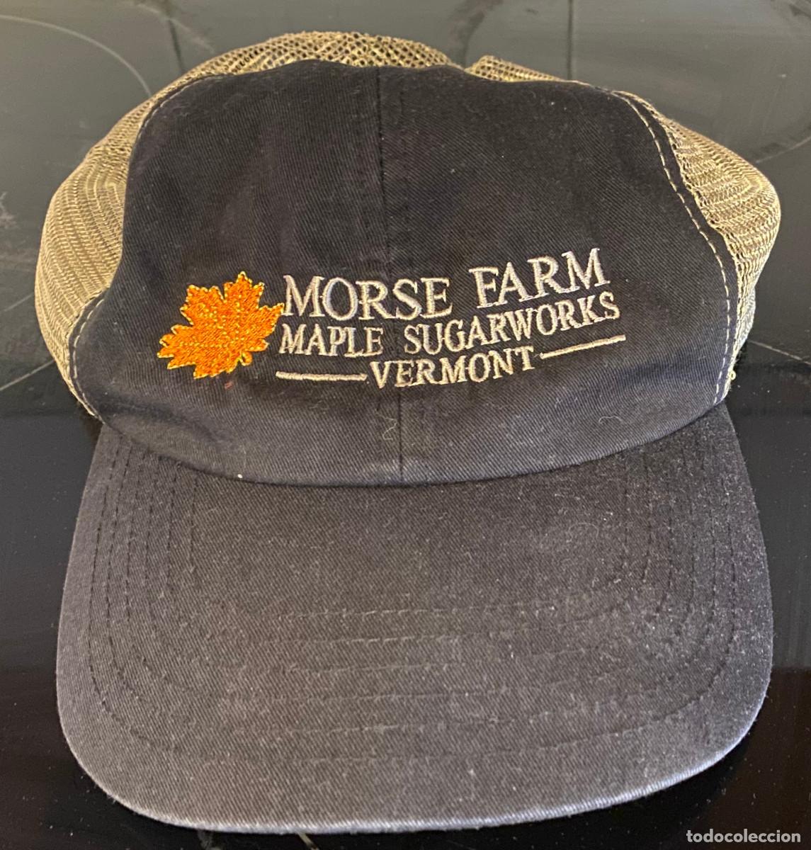 Vintage: Gorra retro, vintage. Con trasera de rejilla, trucker. Morse Farm, Vermont. Bordada. Talla ajustable