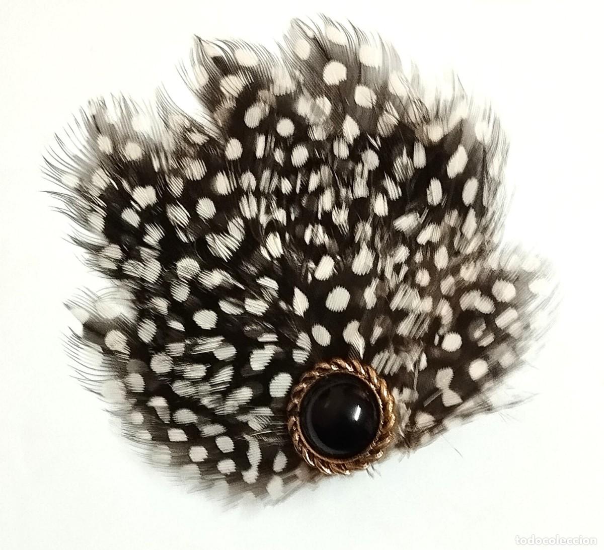Vintage: Pinza pelo plumas-abalorio, hecho a mano, vintage