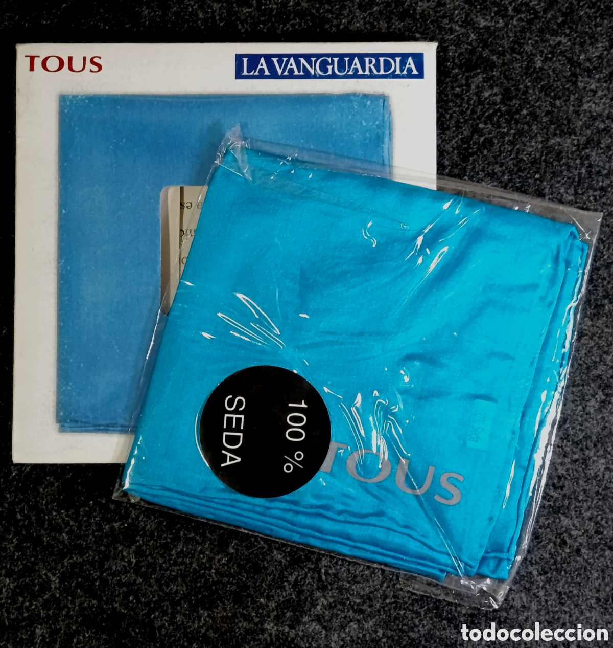 Vintage: Pa&ntilde;uelo Tous 100% seda color azul, edici&oacute;n limitada exclusiva para la vanguardia 2014, nuevo