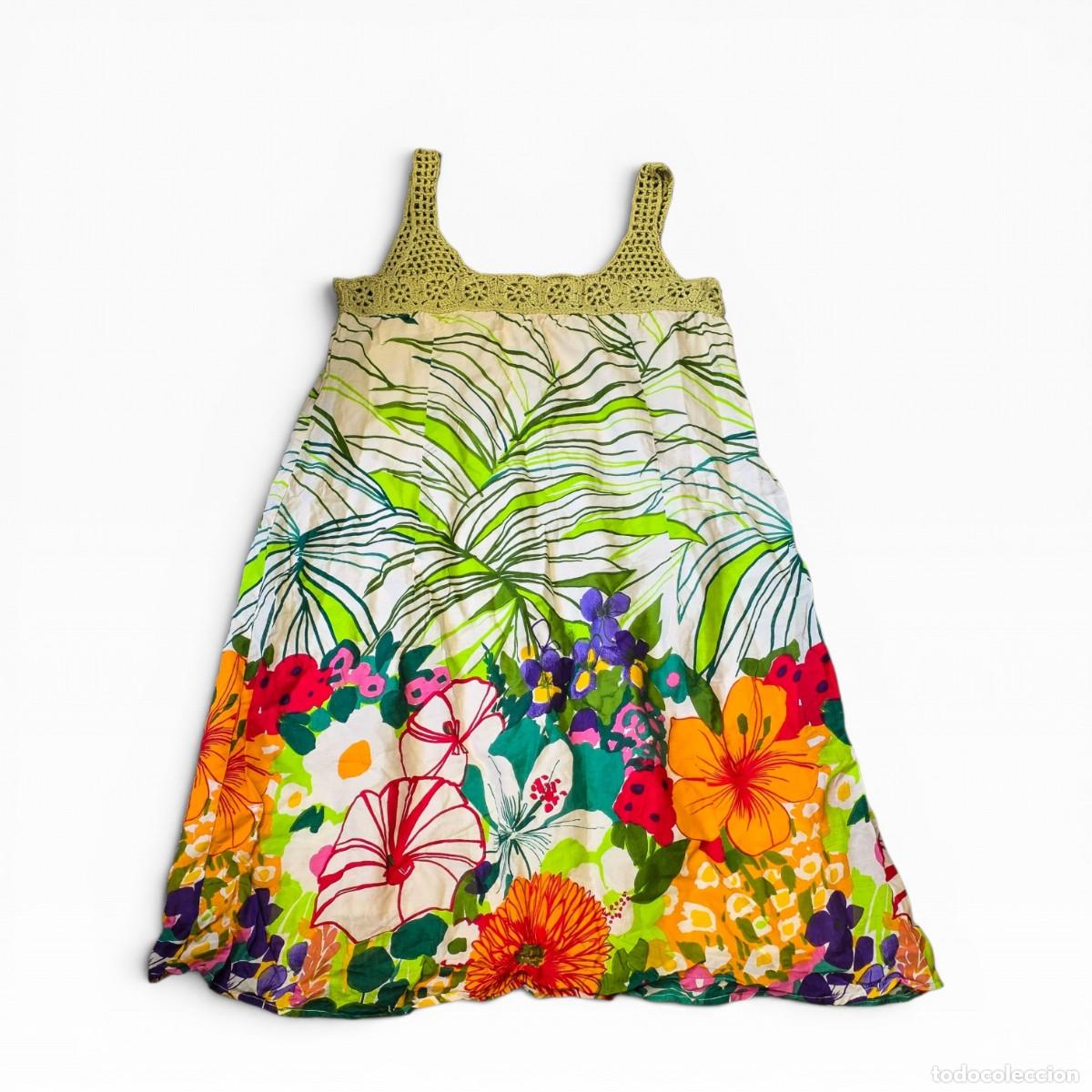 Vintage: Vestido MNG by Mango Floral Algod&atilde;o com Croch&eacute; &ndash; Tam.: L