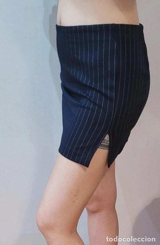 Vintage: Mini falda azul marino con rayas